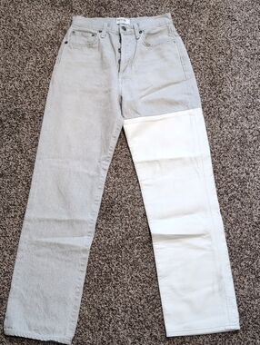 Agolde Pieced 90's Pinch Waist Jeans With Leather Leg Panel Size 25